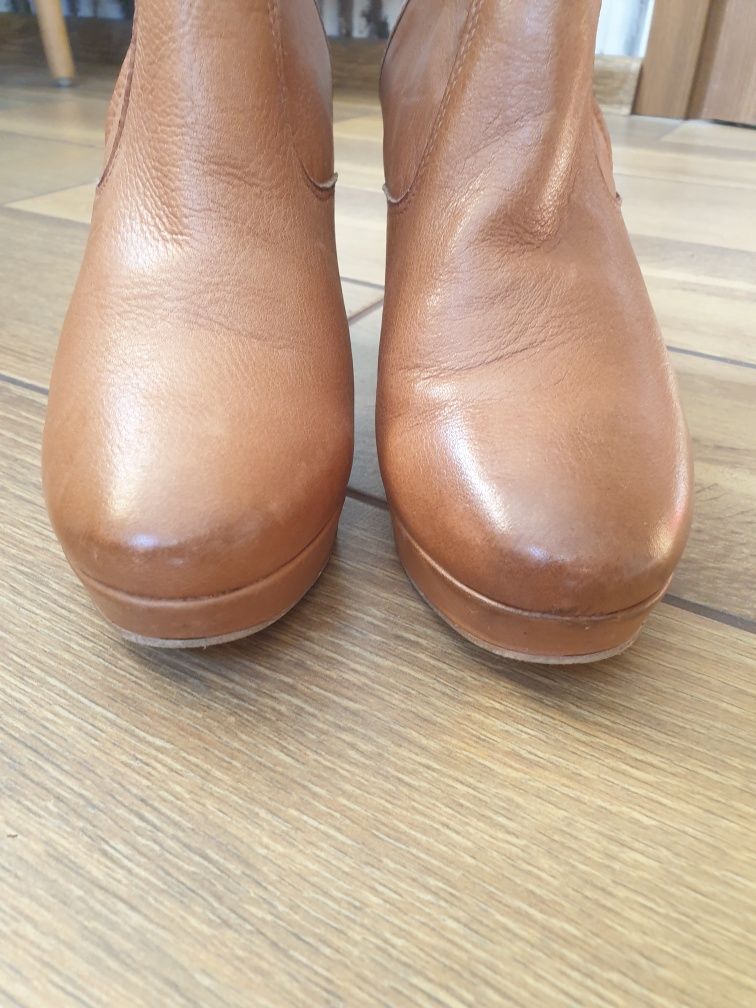 Bullboxer botki 40 skóra kozaki camel skorzane