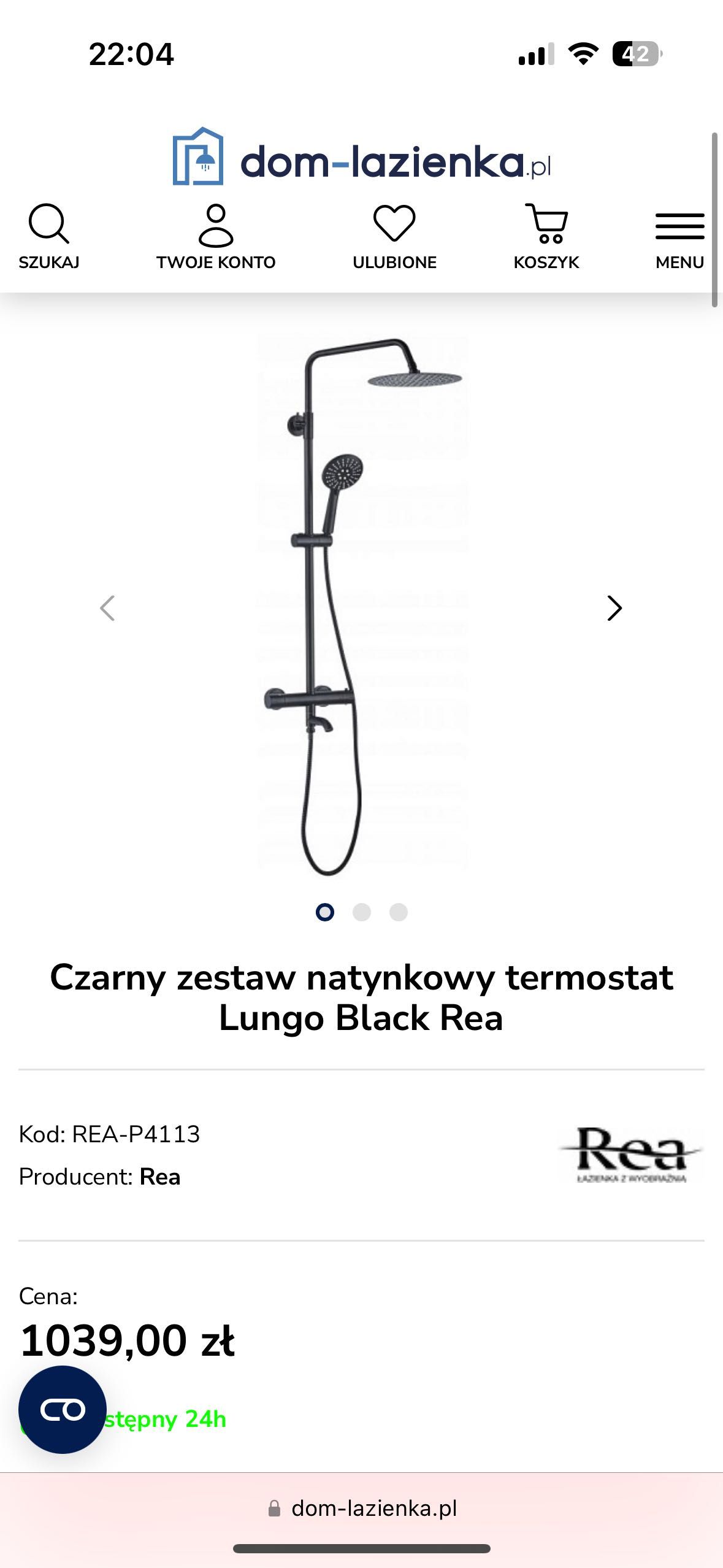 Zestaw natryskowy 3w1, Czarny Mat, Nowy