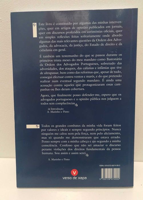 Livro - Um Combate Desigual, de António Marinho Pinto