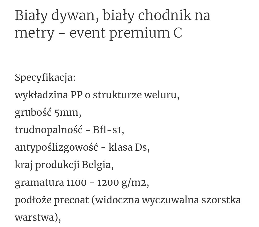 SPRZEDAM biały dywan na ślub