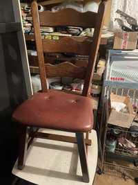 Krzesla drewniane Debowe Skora 4 sztuki solidne