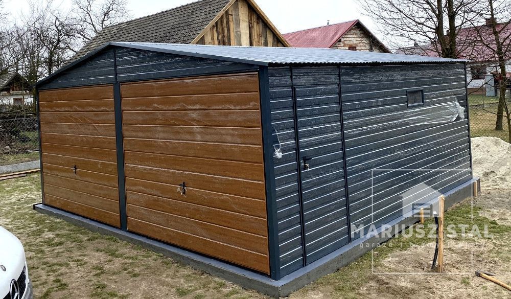 garaże blaszane, garaż grafit 7016, garaże na wymiar