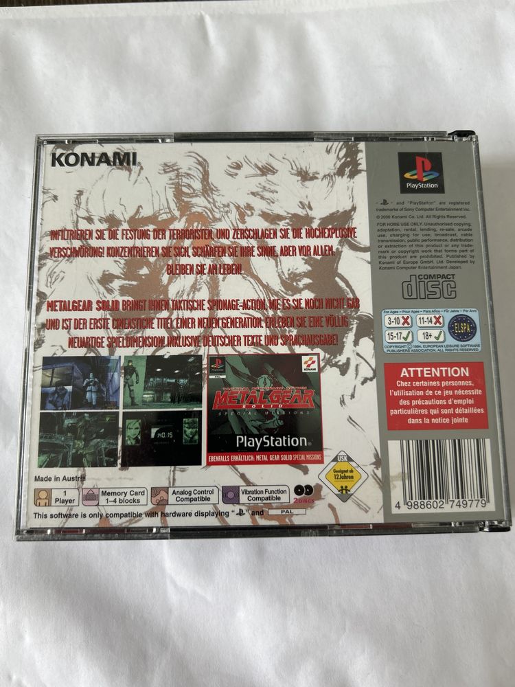 Metal gear solid big box playstation 1 psx ps1