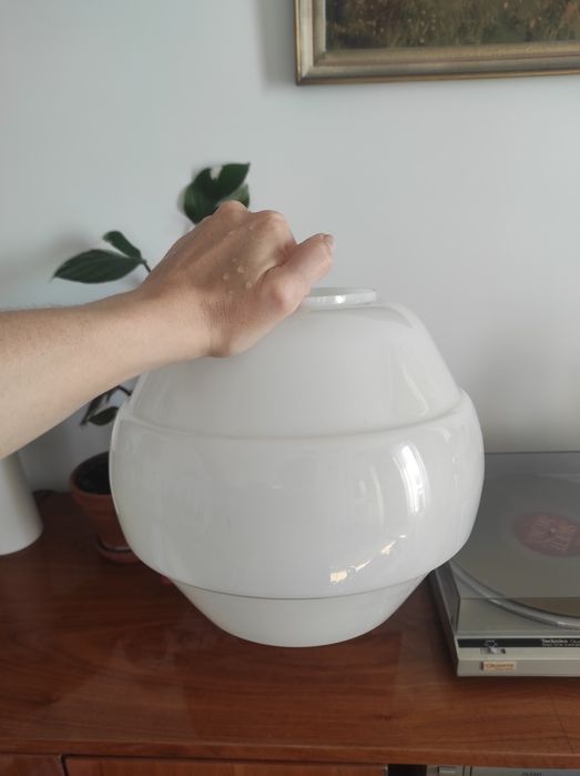 Klosz szklany biały retro vintage prl