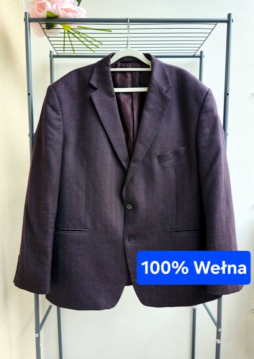 Męska marynarka wełniana Marks & Spencer Collezione 100% wełna żakiet
