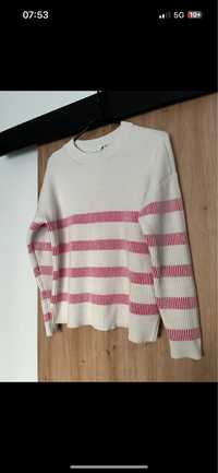 sweter rozowy pasy S