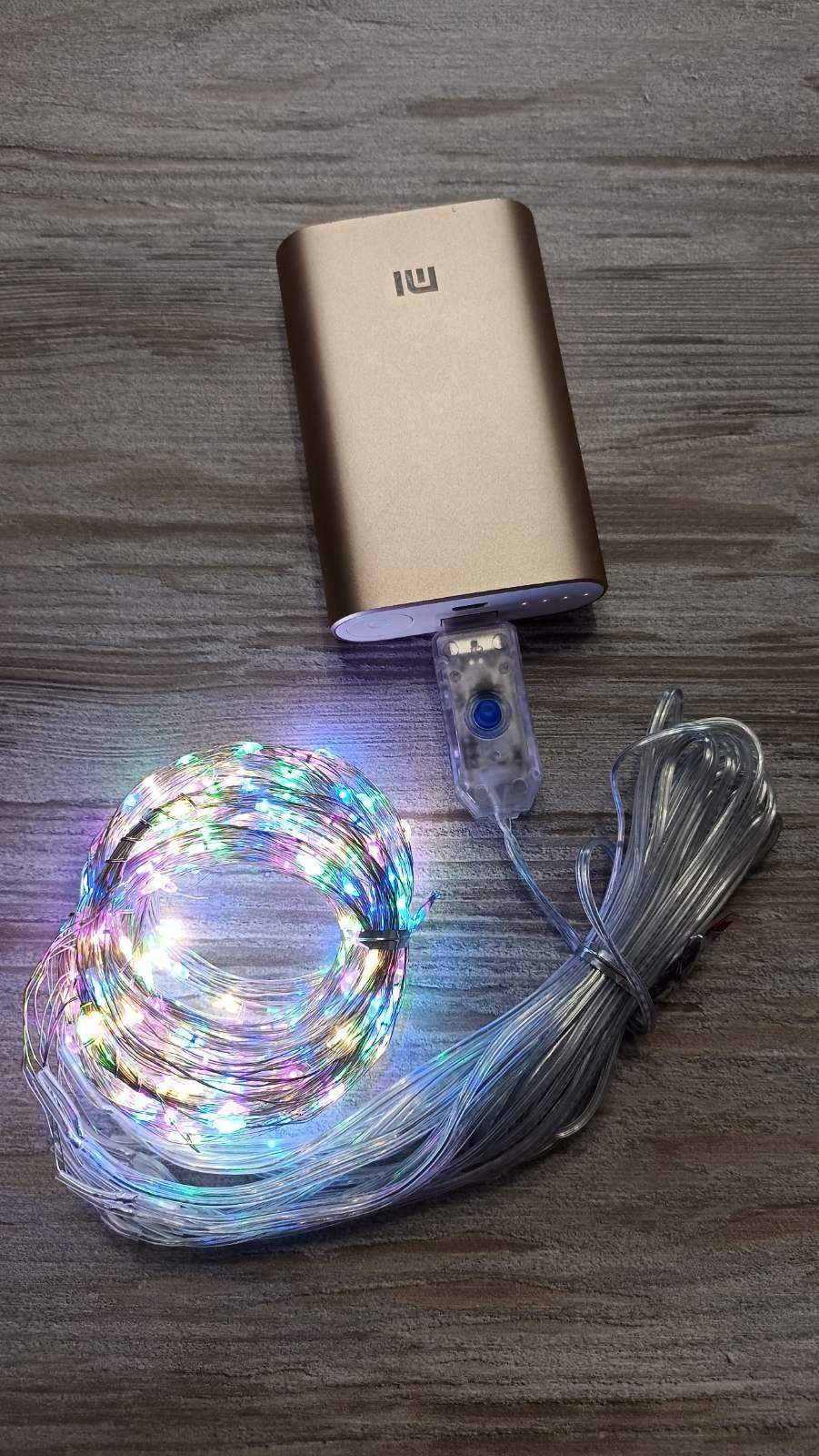 Гирлянда штора с пультом, USB 3 * 3 м, 300 LED,  разноцветная, новая