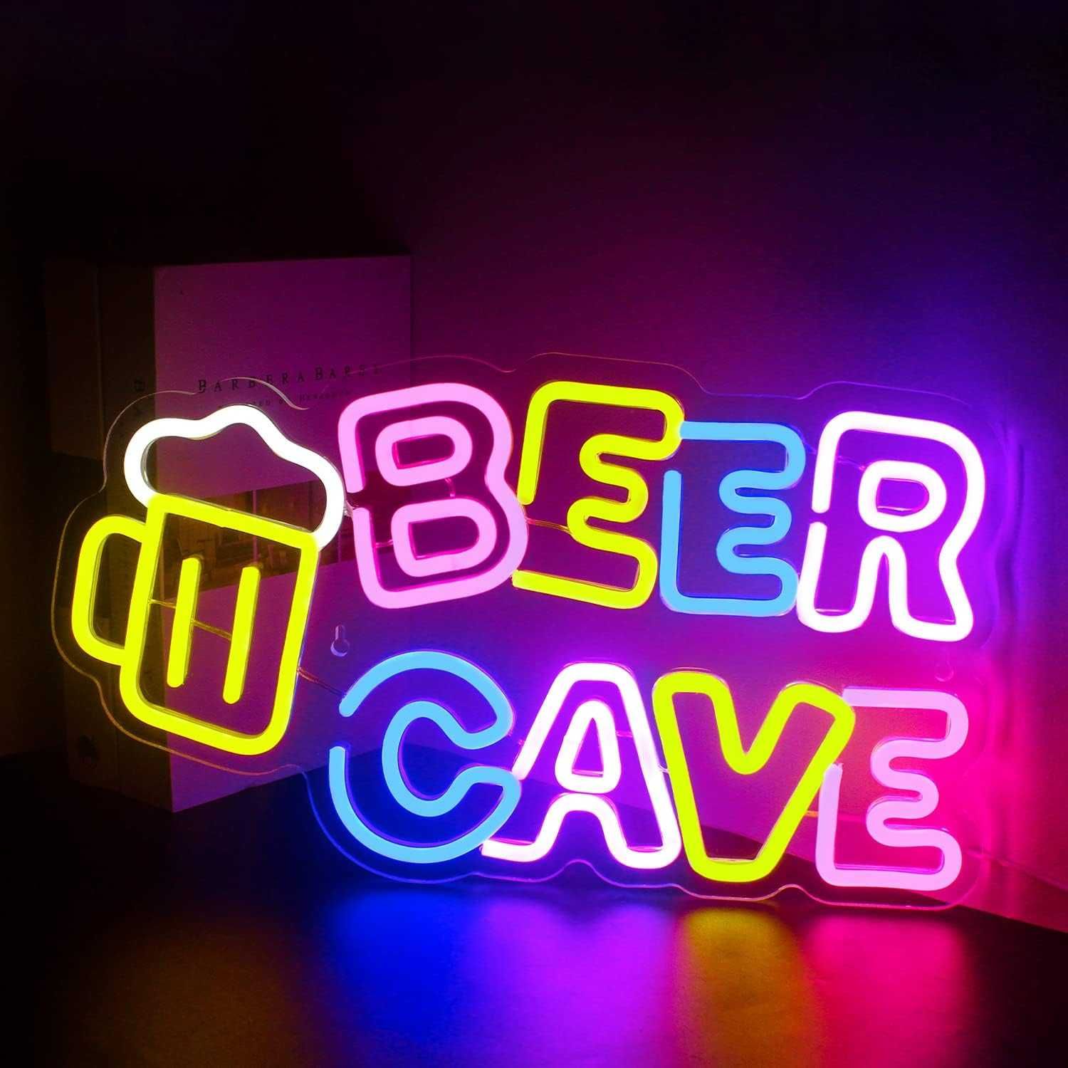 Reclame Luminoso Néon LED em Acrílico Logo de Cerveja " BEER CAVE "