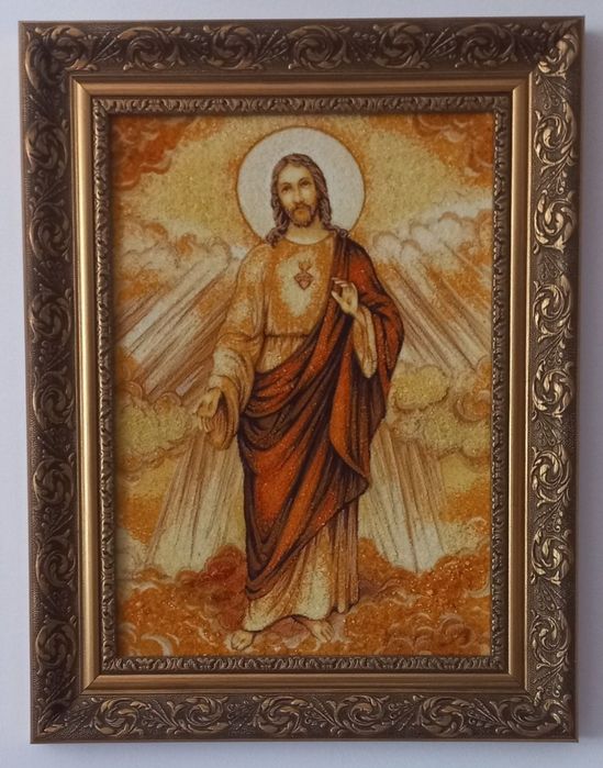 Бурштин Ікона  розмір 40х52х