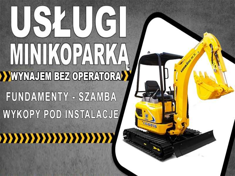 Usługi minikoparką / Minikoparka / Wynajem bez operatora / Laweta