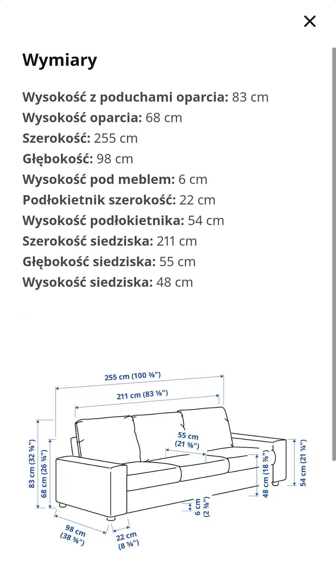 Sofa Vimle wraz z podnóżkiem ze schowkiem