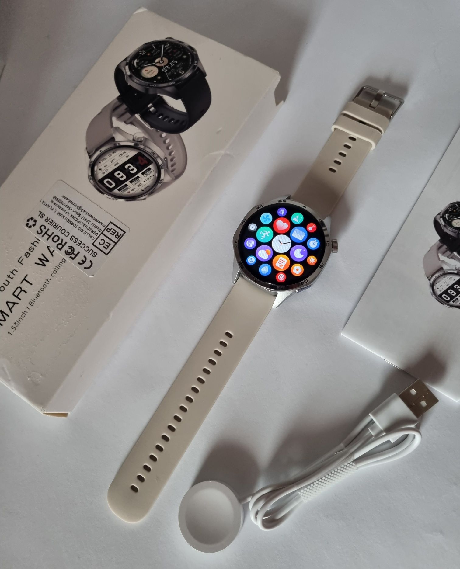 Smartwatch srebrny Amoled Menu PL
