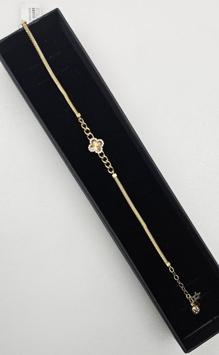 Złota bransoletka z motywem kwiatu 585 GOLD MONEY