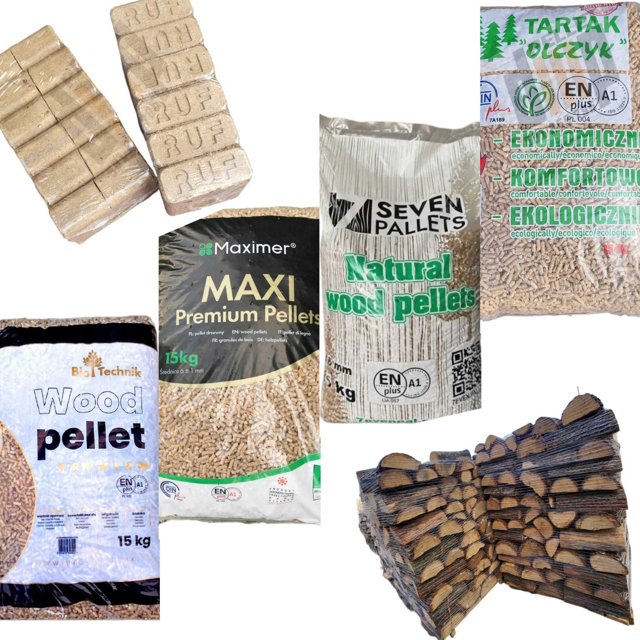 BRYKIET, drewno kominkowe, pellet, zrzyny cięte 20-40 cm brzoza-dąb