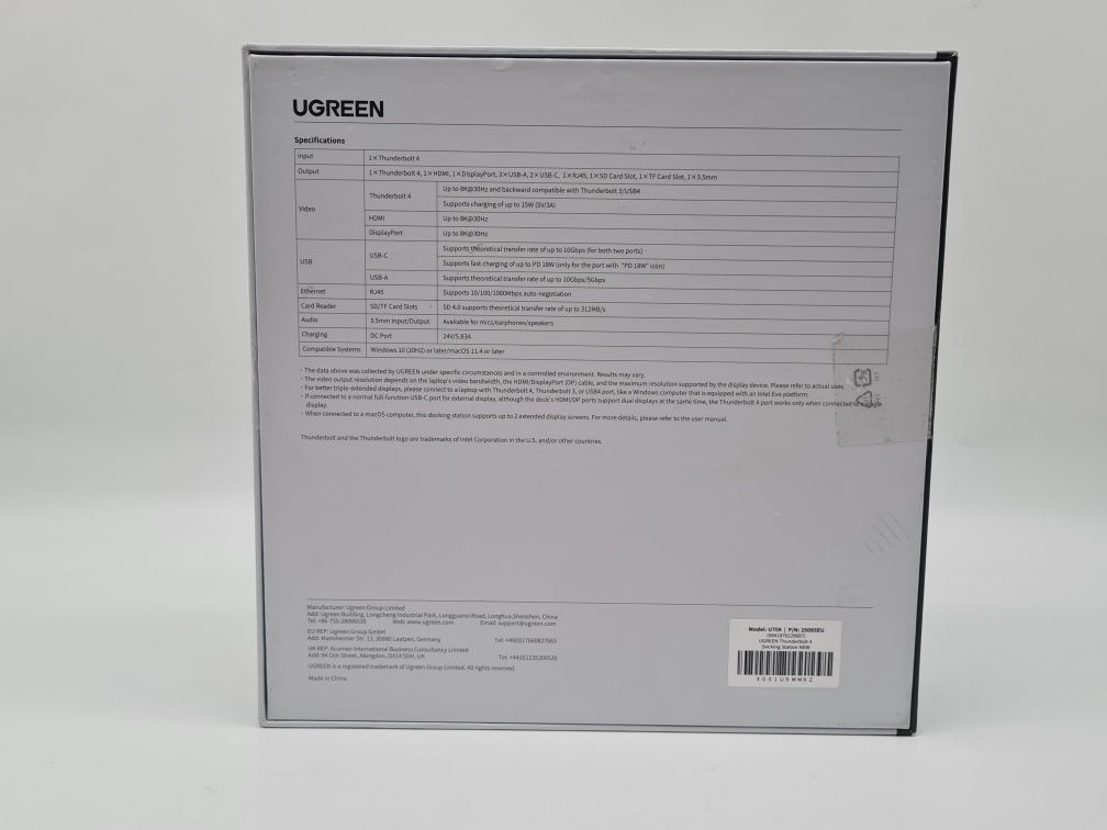 UGREEN Stacja Dokująca Hub Adapter 13w1 Thunderbolt 4 SD TF 1000 Mbps