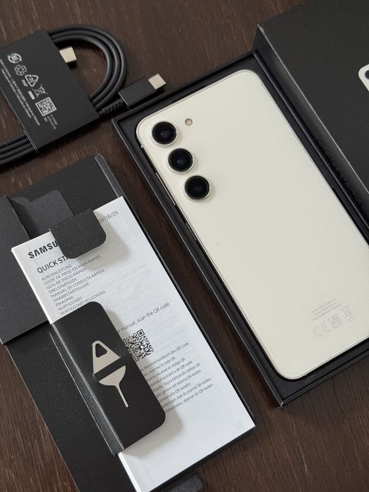 Samsung S23 biały z pudełkiem – jak nowy, bez blokad