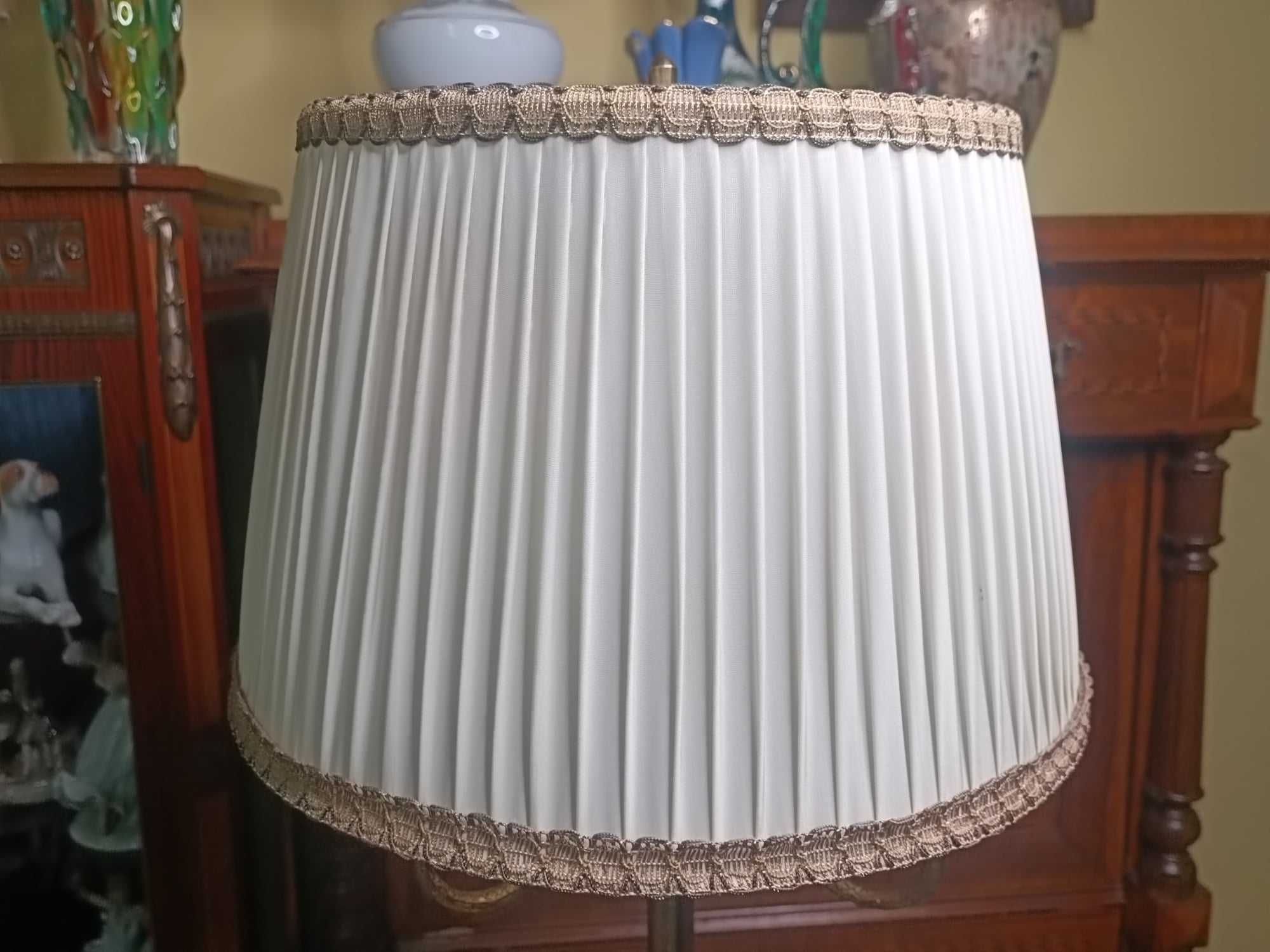Lampa Stojąca Podłogowa Stylowa Antyk Złocona Rzeźbiona Mosiądz Abażur