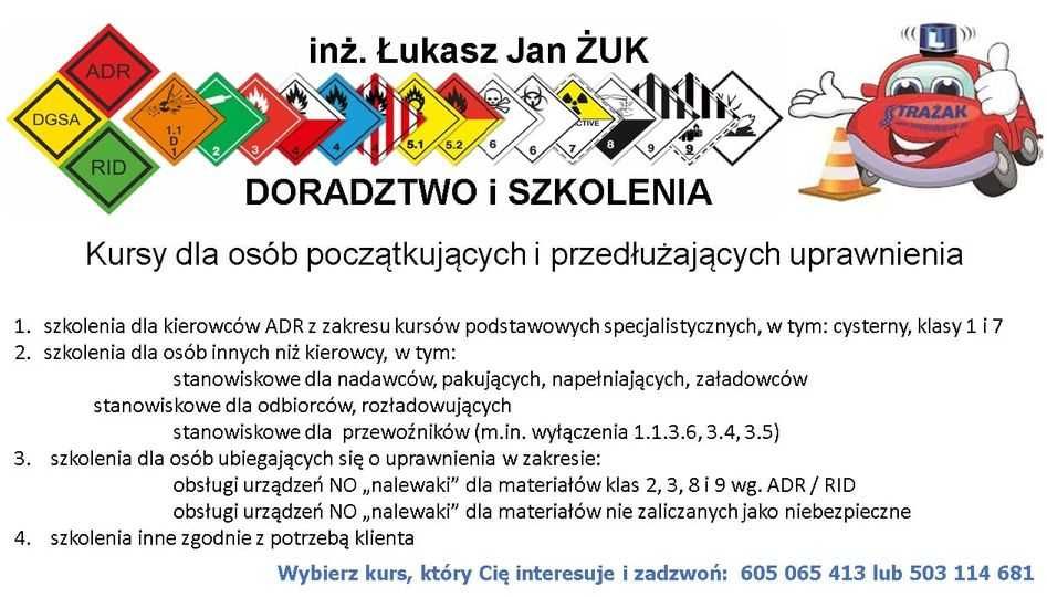 Kursy na przewóz materiałów niebezpiecznych ADR