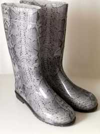 Гумові чоботи жіночі високі OLDCOM, срібний пітон 41-42 (26,5 см)
