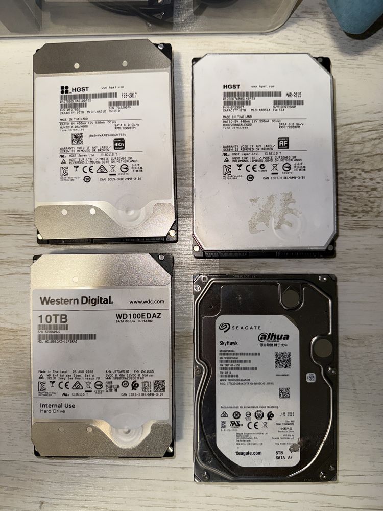 HDD HGST, Western digital, seagate 8/10TB