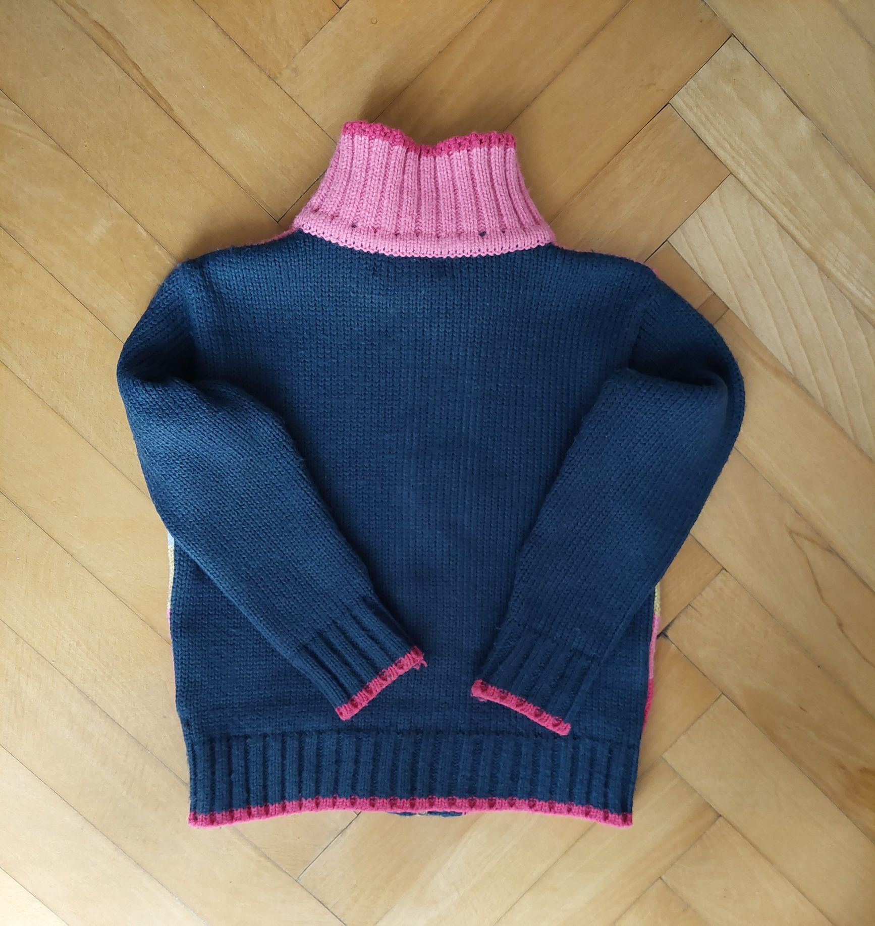 Sweter kardigan w paski zapinany na zamek r.98