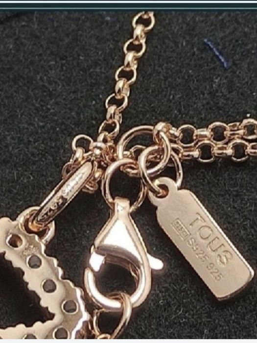 Naszyjnik z misiem różowe srebro vermeil 925 z kolorowymi kamieniami