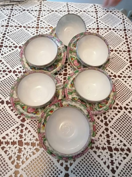 6 Chavenas e pires de chá fabricados em Macau