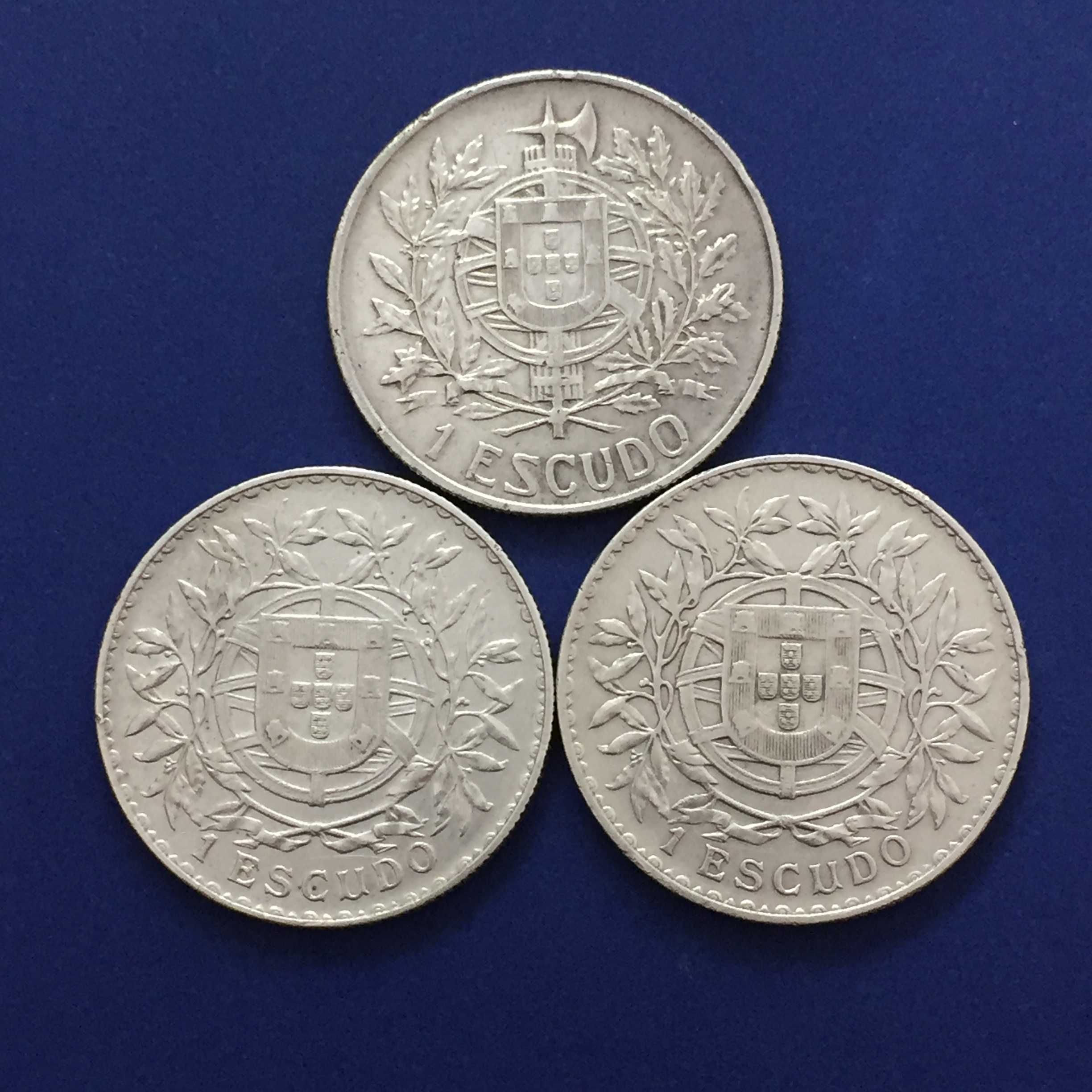 moedas de 1 Escudo em prata: 1914+1915+1916 - lote de 3 exemplares