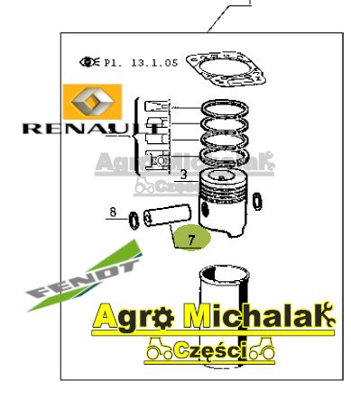 Sworzeń sworznie , zestaw silnika MWM Renault 103-54,155-54, 133-14,