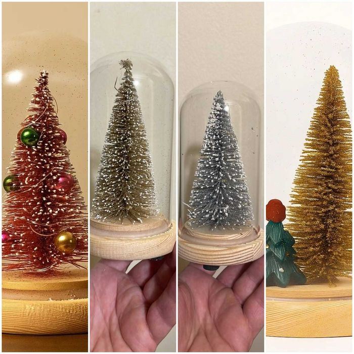 Новогодняя елка в стеклянной колбе с подсветкой. Декор, ночник подарок