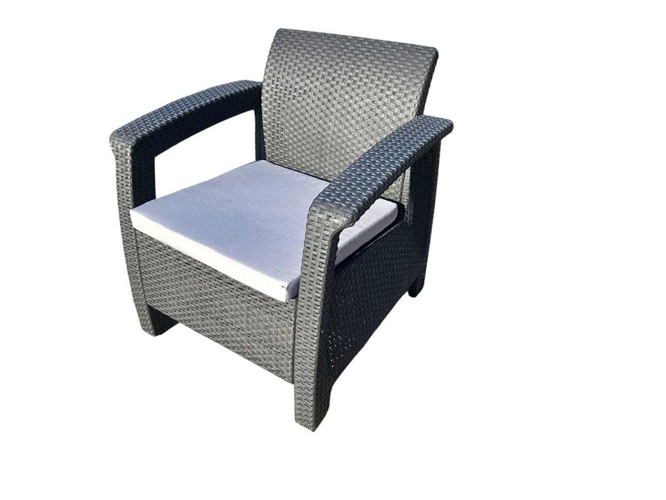 Meble ogrodowe tarasowe plastikowe technorattan HDM 4 osoby kawowy