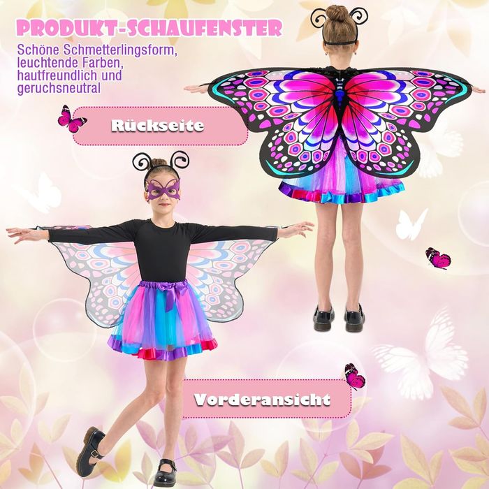 Motyli kostium karnawałowy z maską dla dzieci Rozmiar One Size