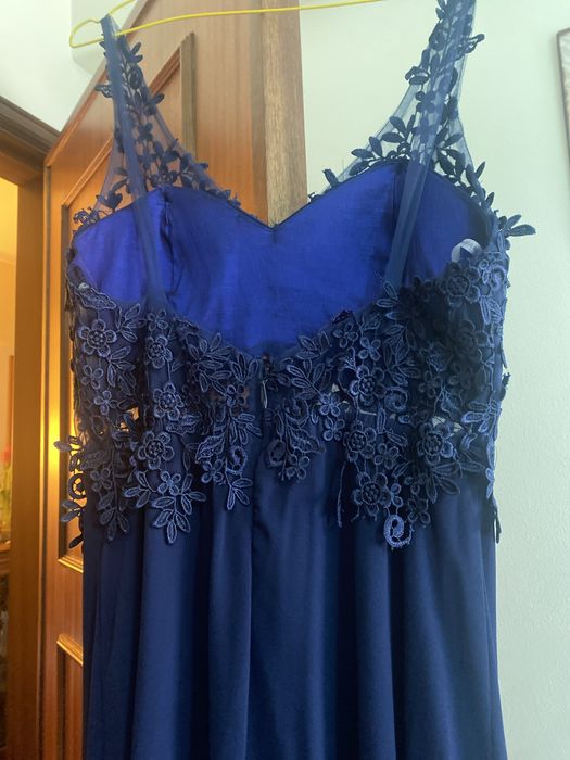 Vestido cerimonia comprido azul