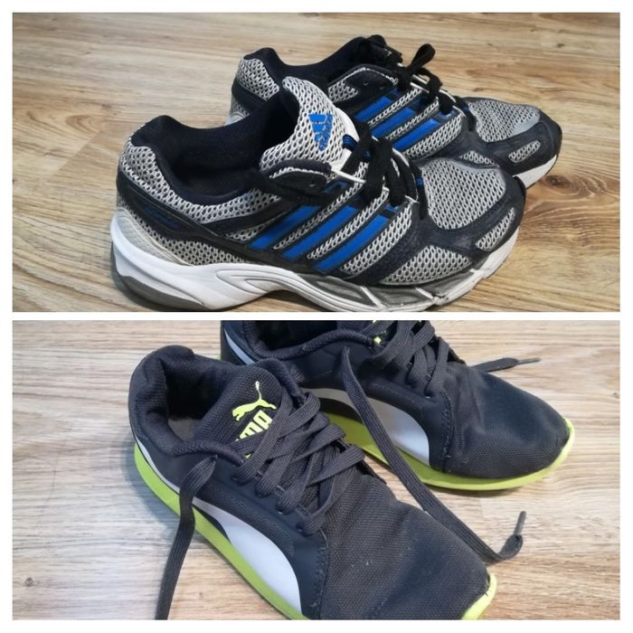 Buty sportowe szaro-niebieskie adidas i puma z zielonym rozmiar 37,38
