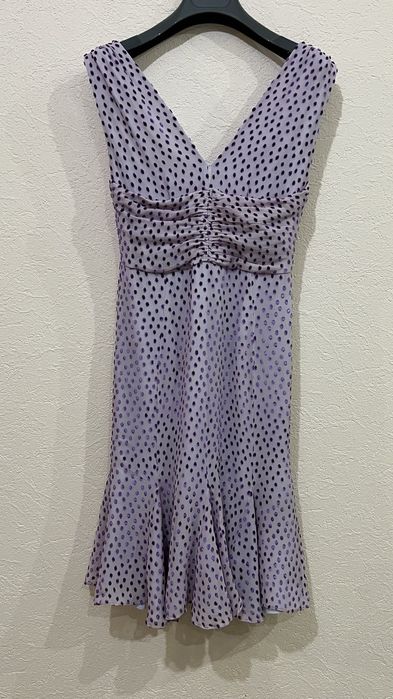 Tom Ford  подиумное платье шелковое платье в фиолетовый горошек с пояс