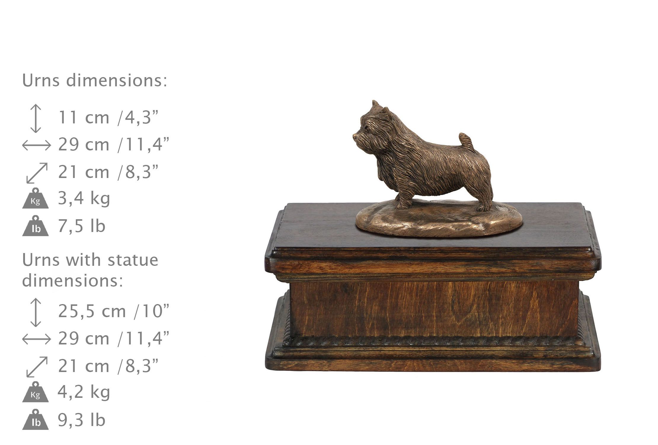 Norwich Terrier drewniana niska urna Art-Dog