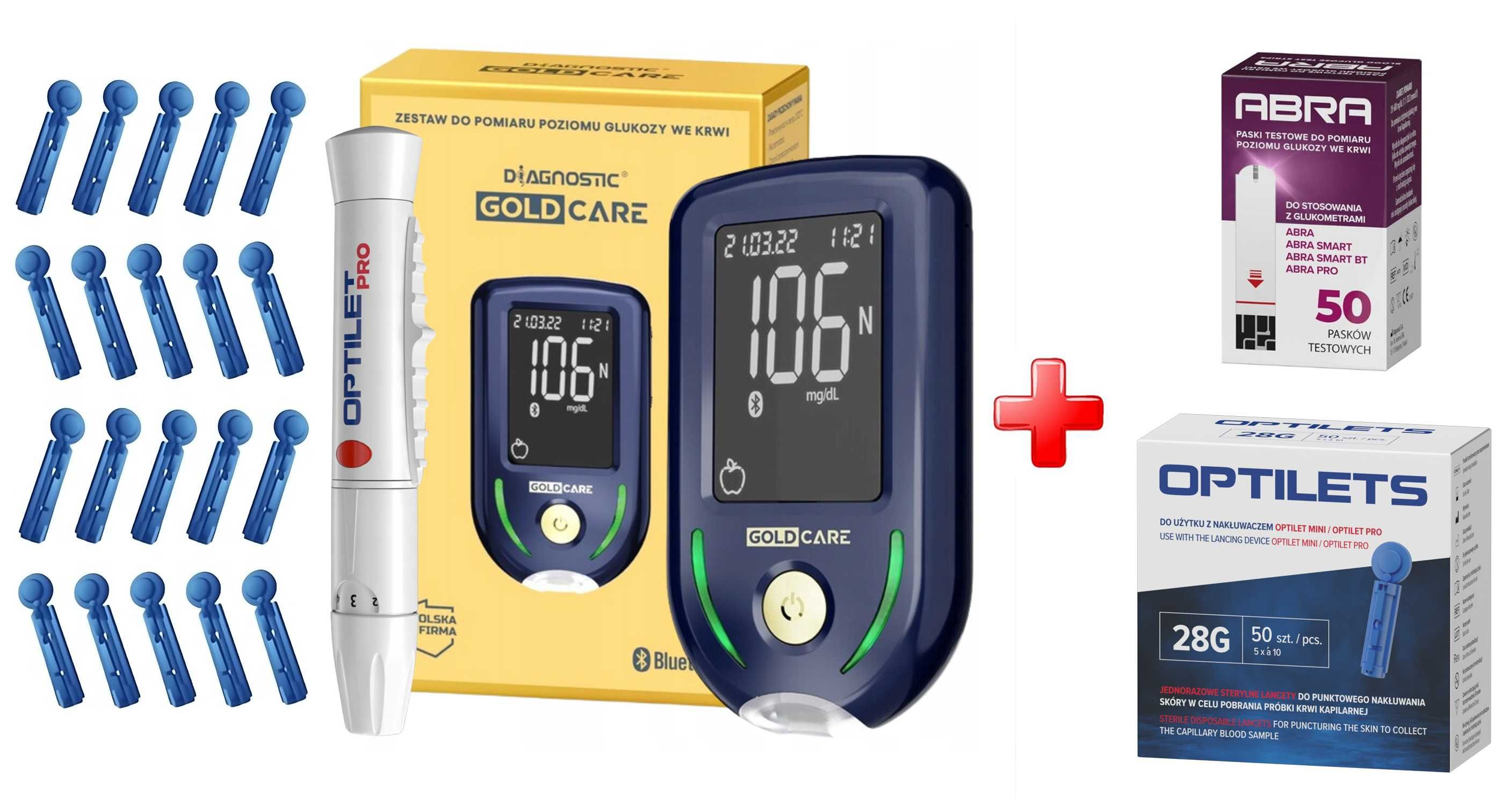 Glukometr Diagnostic Gold Care – Duży Zestaw