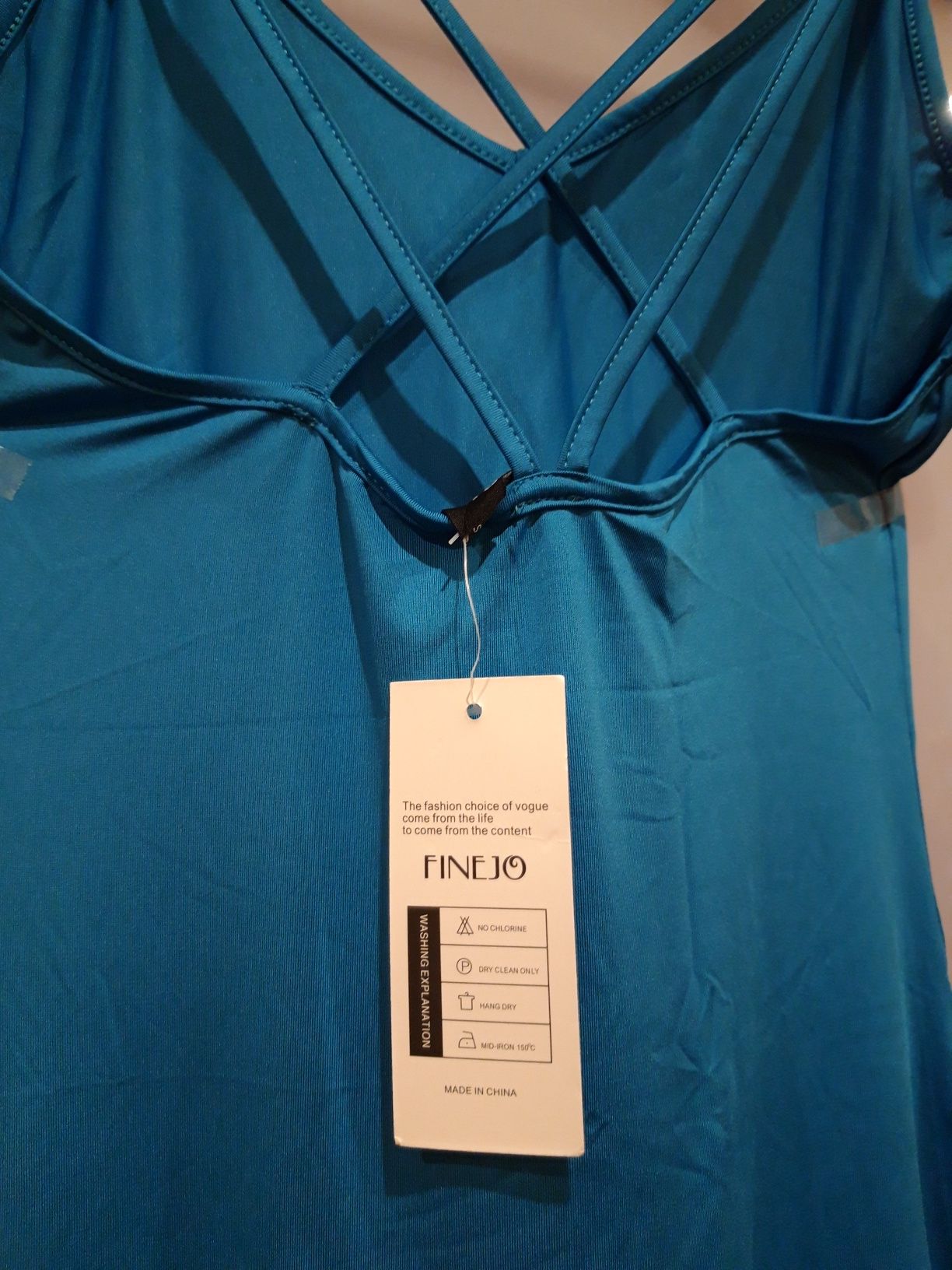 Camisa de noite (vestido) de cor azul, debruada a renda (S) - NOVA!