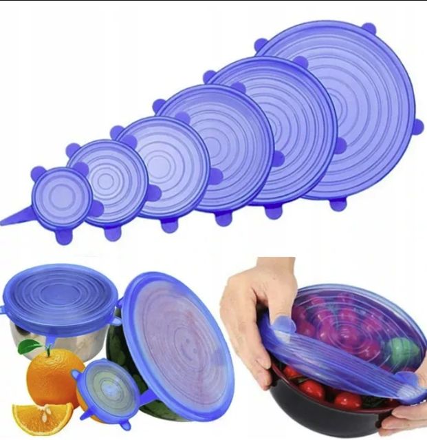Pokrywki Silikonowe Uniwersalne Do Żywności Zestaw 6 Sztuk