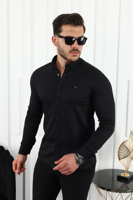 Катонова чоловіча сорочка однотонна біла мужская рубашка комір ворот