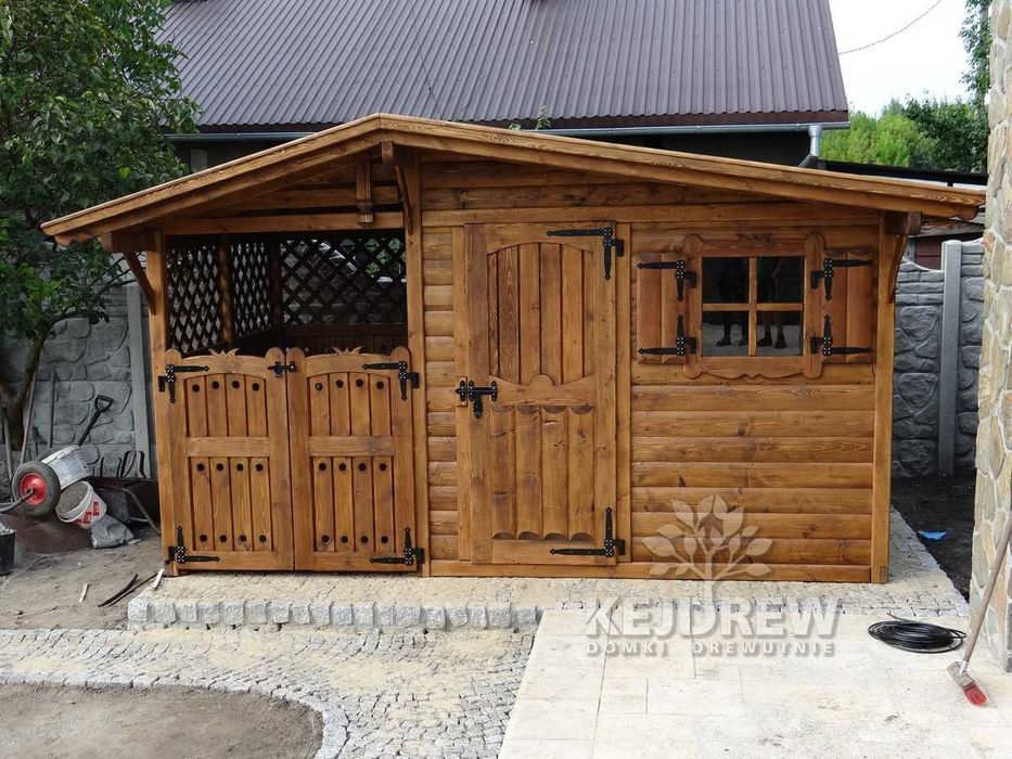 Domek z drewutnią domek drewniany wiata na drewno góralski domek wiata