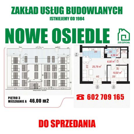 Nowe mieszkanie dwupokojowe w bloku (46m2) - Lewin Brzeski