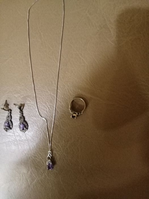 Срібний набір з аметистами та маркізитами