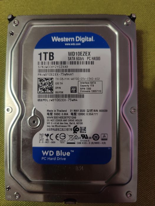 Жорсткий диск (HDD) 3.5" SATA 1TB WD Blue 7200rpm/64MB (WD10EZEX)