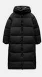 Довгий Зимовий Пуховик ZARA Water and Wind Protection S Чорний