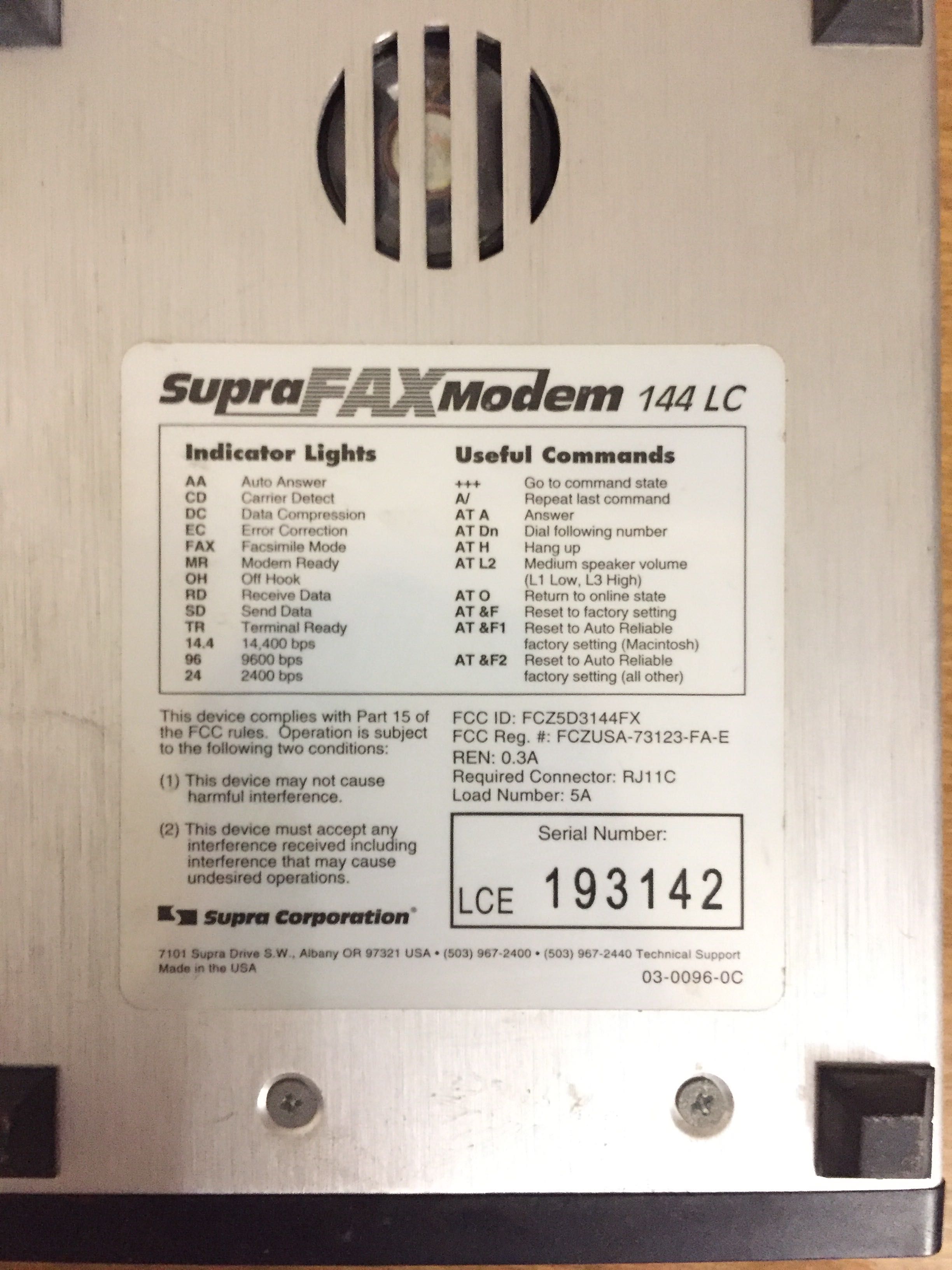 Supra fax modem 144 LC