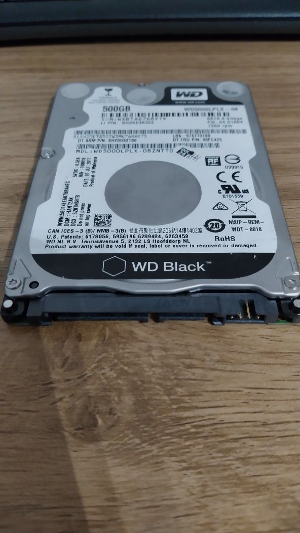 Dysk HDD 500 GB WD serii black 2.5"