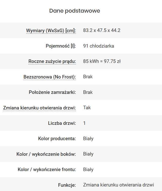Sprzedam nową lodówkę LIN LI-BC90 83.2cm Biała