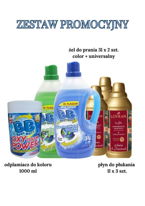 Żel do prania/płyn do płukania/odplamiacz do koloru 150 prań zestaw