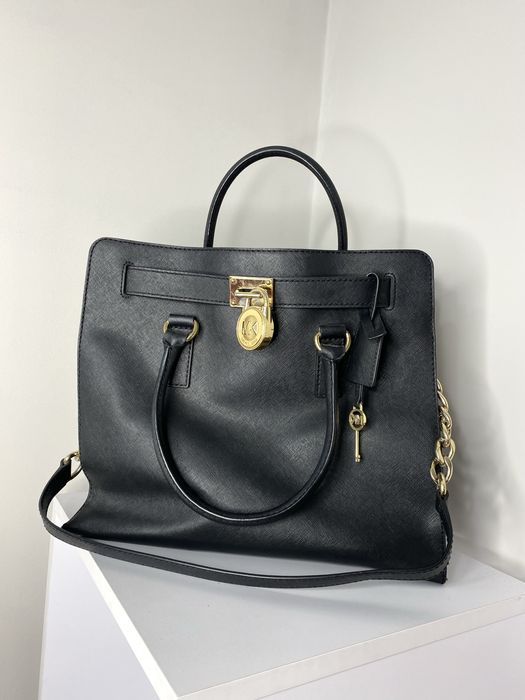 Женская черная кожаная сумка Michael Kors Hamilton оригинал шопер